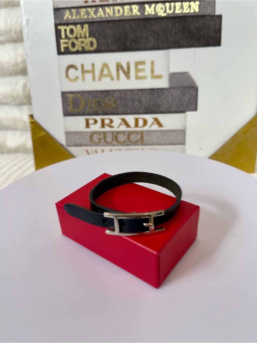 Hermes Behapi Single Tour Black Leather Bracelet